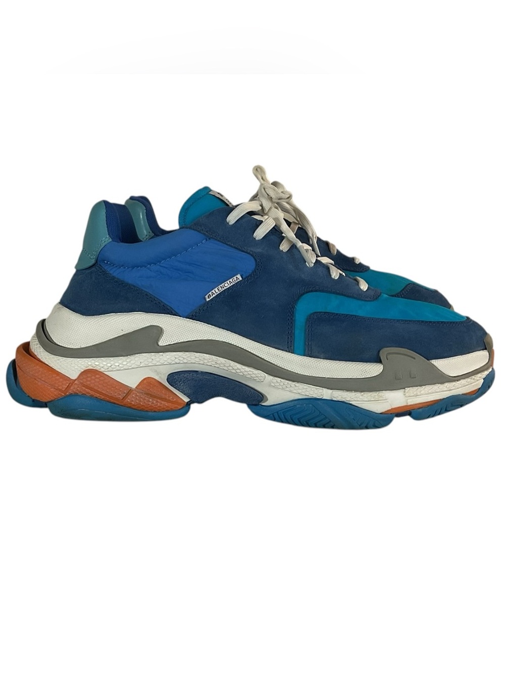 Balenciaga Triple S Sneaker V2 Blue Nylon Speed Flat Trainers 44 Mens US 11